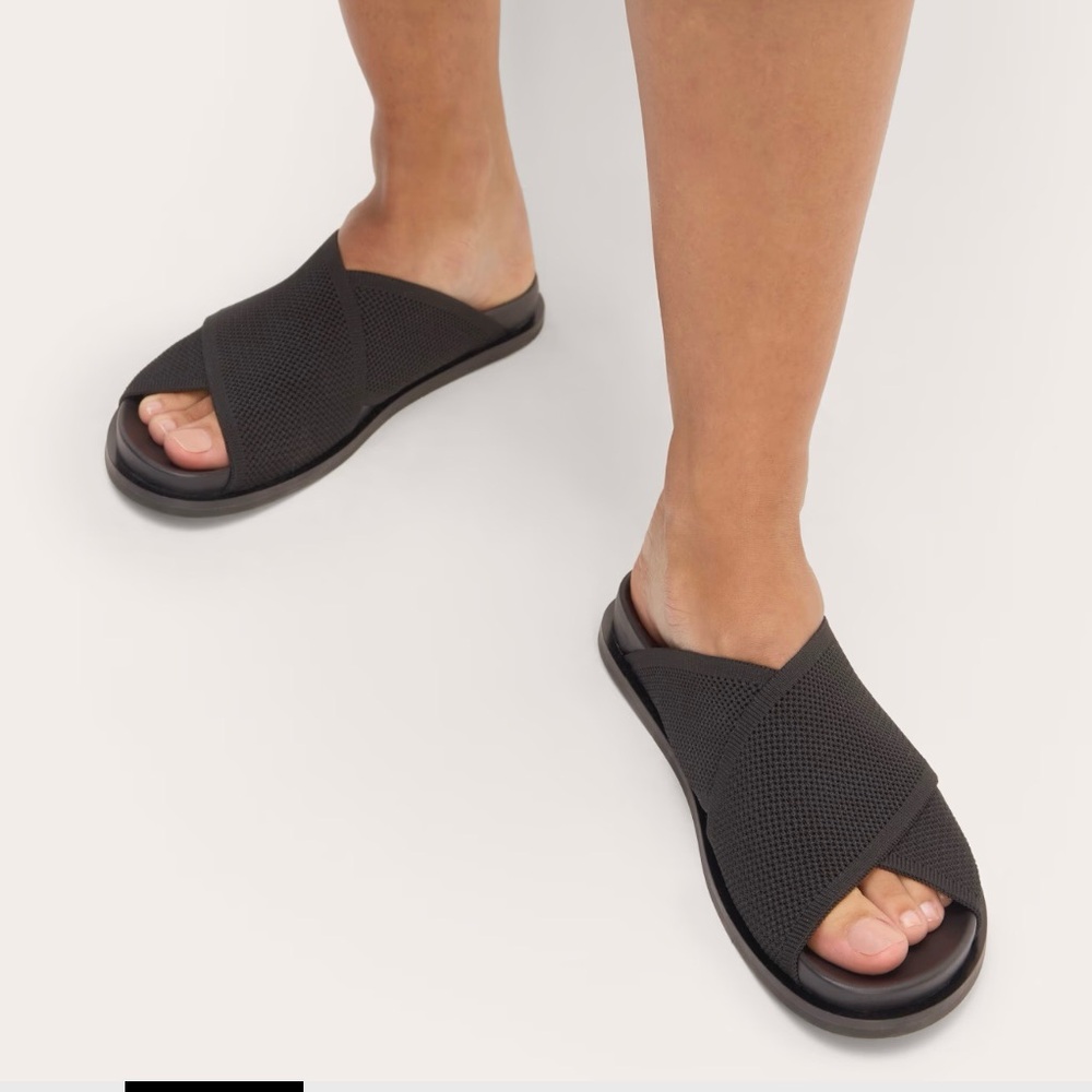 NEW Everlane Black Reknit Form Crossover Slide‎ Sandals 8